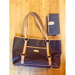 Rioni designer leather handbag and wallet set